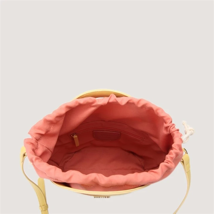 Lady Yellow PU & Woven Straw Basket Bag